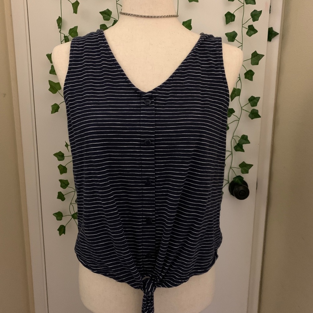 Loft Blue and White Striped Tank Top